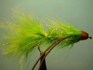 Conehead Chartreuse Kristal Rubber Woolly Bugger (4-6)